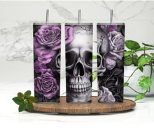 Load image into Gallery viewer, Purple floral skull Tumbler