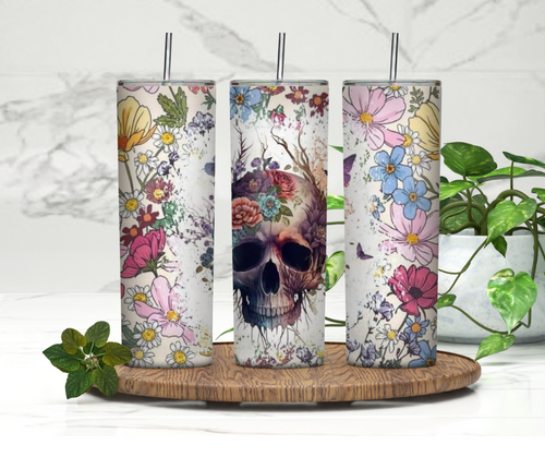 Floral Skull Tumbler