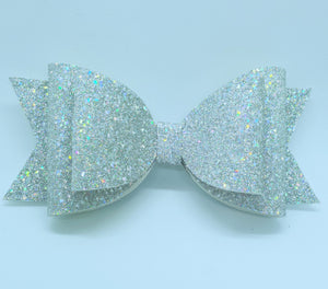 Silver Glitter large Double Bow