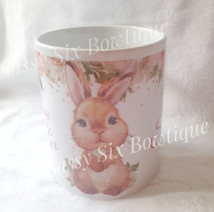 Personalised floral Easter bunny mug
