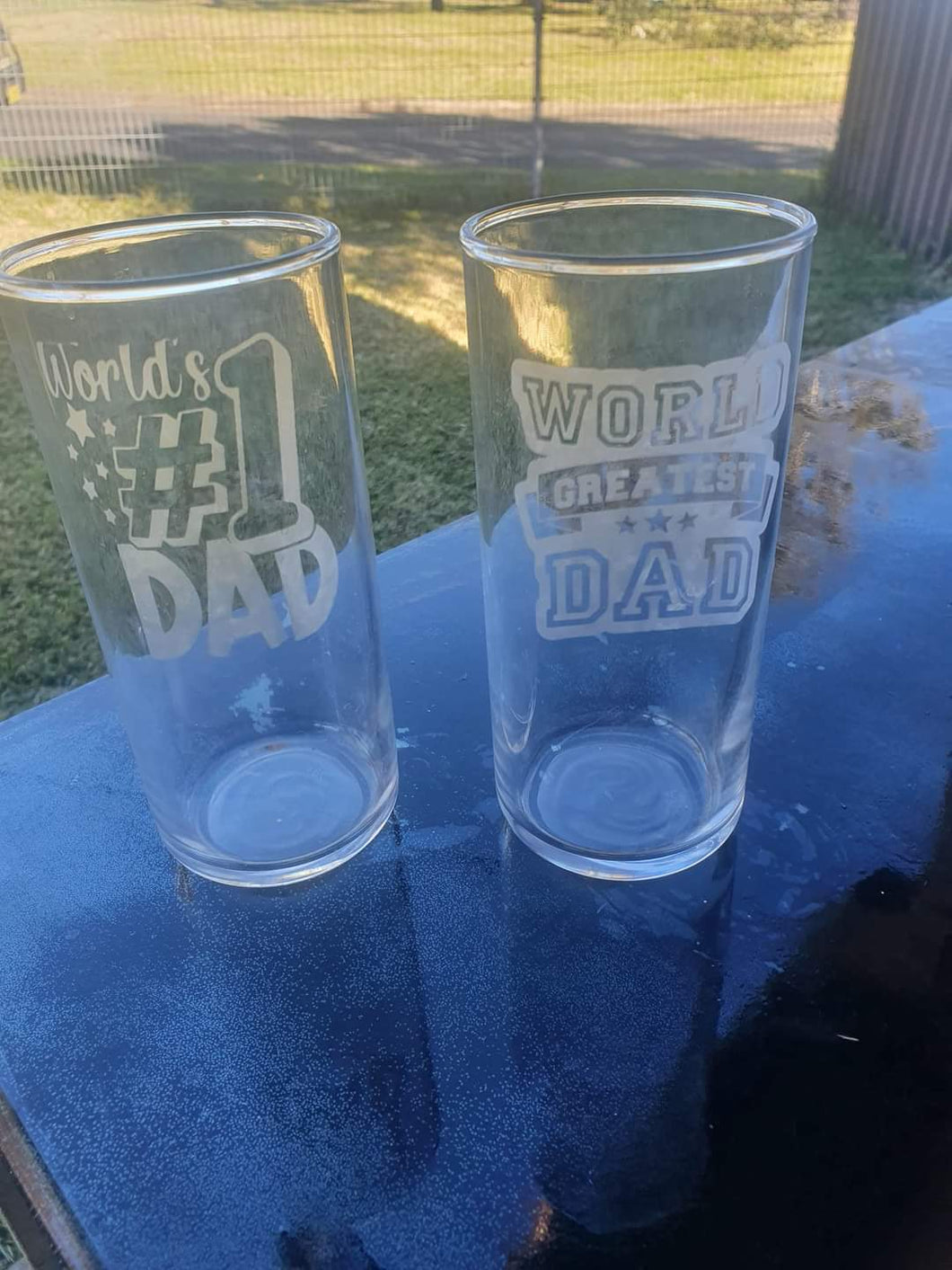 Etched hi ball Father's day glasses