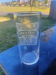 Etched hi ball Father's day glasses