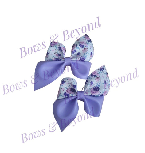 Purple floral pinch bow