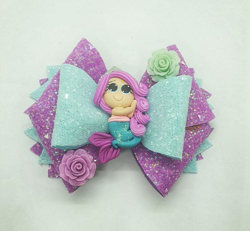 🎀 Sparkly mermaid clay bow 🎀